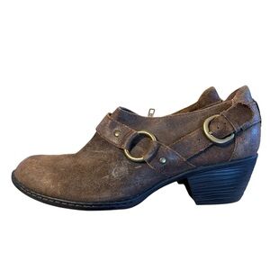 Born Zoey Brown Suede Harness Shooties Booties